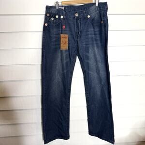 TRUE RELIGION BILLY SUPER T Big Flap Bootcut Relaxed Men's Jeans 38 x 33 NWT
